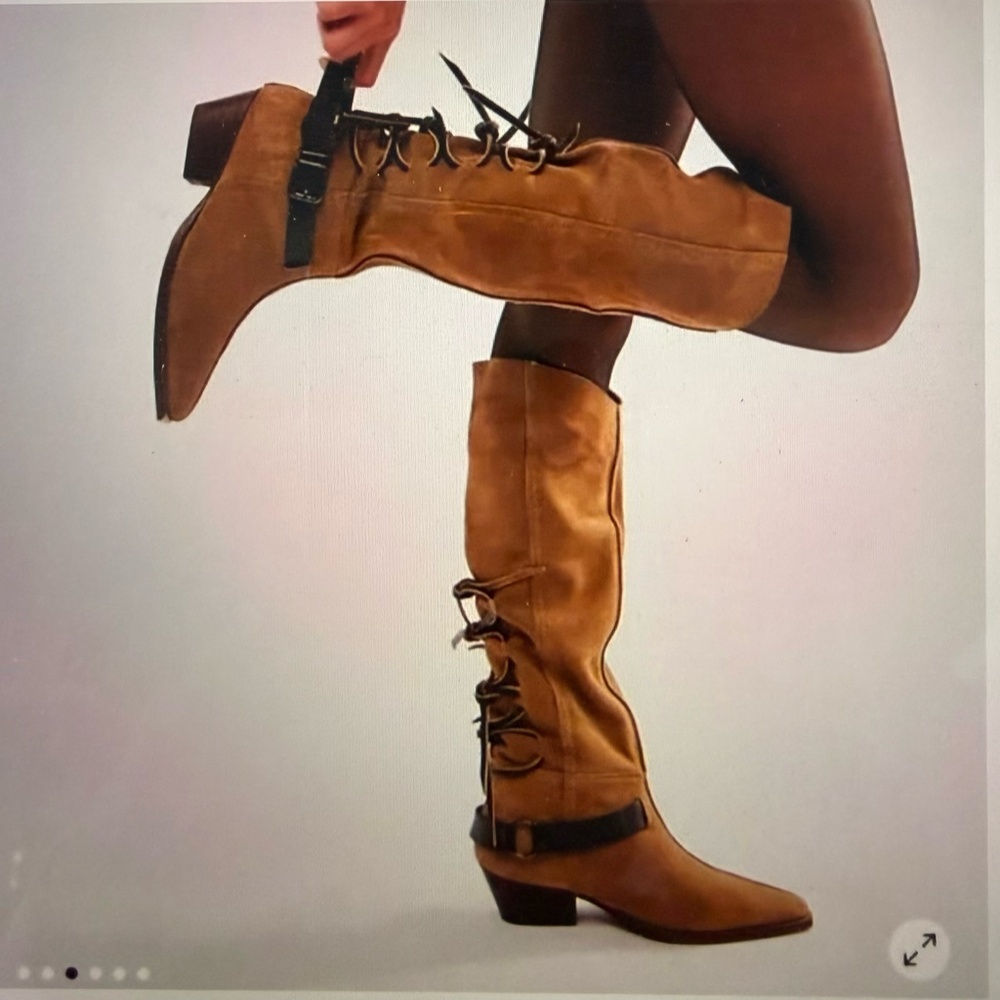 Free People Back Lace Sway Slouchy Low Boots, Sz 9.5, Cinnamon